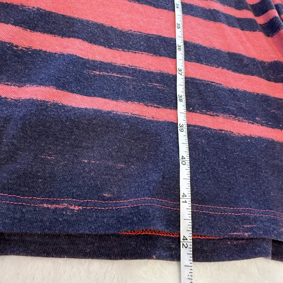 C&C California maxi skirt faded red with blue striped hem elastic waist SZ Med - Picture 5 of 7